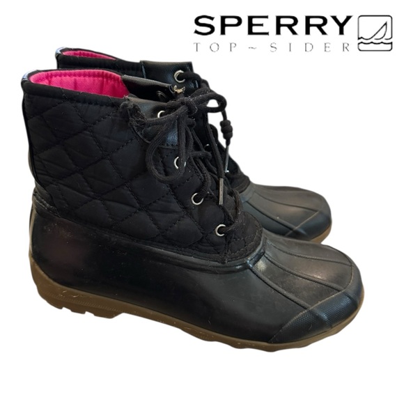 Sperry Top-Sider Big Girls Black Port Quilted Duck Boots 37 5 - Picture 1 of 6